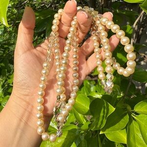 Elegant Pearl Bead Necklace - Champagne Pearl